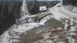 Modrá sjezdovka - dojezd k lanové dráze