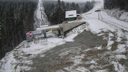 Modrá sjezdovka - dojezd k lanové dráze