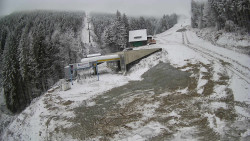 Modrá sjezdovka - dojezd k lanové dráze