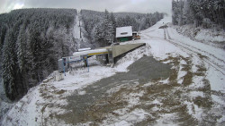 Modrá sjezdovka - dojezd k lanové dráze