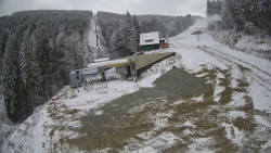 Modrá sjezdovka - dojezd k lanové dráze