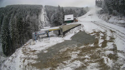 Modrá sjezdovka - dojezd k lanové dráze