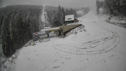 Modrá sjezdovka - dojezd k lanové dráze