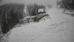 Modrá sjezdovka - dojezd k lanové dráze