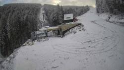 Modrá sjezdovka - dojezd k lanové dráze