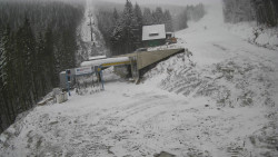 Modrá sjezdovka - dojezd k lanové dráze