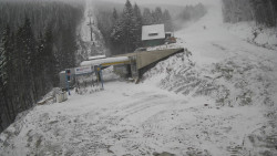 Modrá sjezdovka - dojezd k lanové dráze