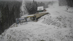 Modrá sjezdovka - dojezd k lanové dráze