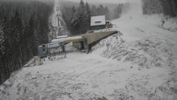 Modrá sjezdovka - dojezd k lanové dráze