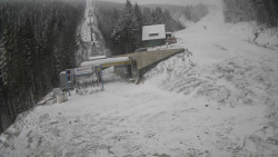 Modrá sjezdovka - dojezd k lanové dráze