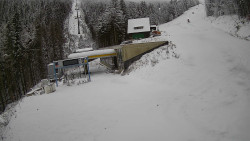 Modrá sjezdovka - dojezd k lanové dráze