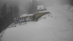 Modrá sjezdovka - dojezd k lanové dráze