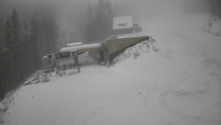 Modrá sjezdovka - dojezd k lanové dráze