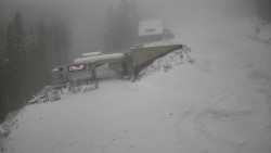 Modrá sjezdovka - dojezd k lanové dráze