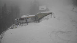 Modrá sjezdovka - dojezd k lanové dráze