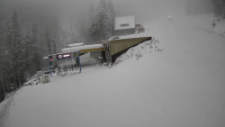 Modrá sjezdovka - dojezd k lanové dráze