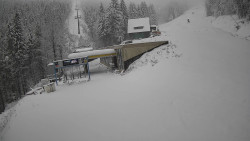 Modrá sjezdovka - dojezd k lanové dráze