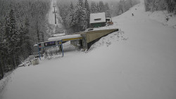 Modrá sjezdovka - dojezd k lanové dráze