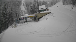 Modrá sjezdovka - dojezd k lanové dráze