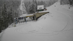 Modrá sjezdovka - dojezd k lanové dráze