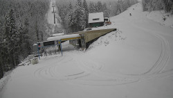 Modrá sjezdovka - dojezd k lanové dráze