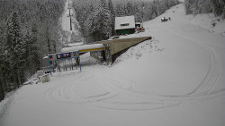 Modrá sjezdovka - dojezd k lanové dráze