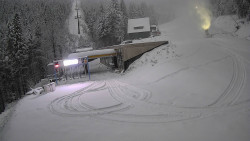 Modrá sjezdovka - dojezd k lanové dráze