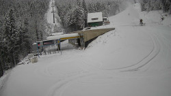 Modrá sjezdovka - dojezd k lanové dráze