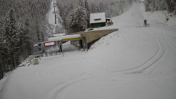 Modrá sjezdovka - dojezd k lanové dráze