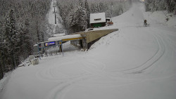 Modrá sjezdovka - dojezd k lanové dráze