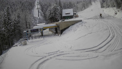 Modrá sjezdovka - dojezd k lanové dráze