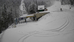 Modrá sjezdovka - dojezd k lanové dráze