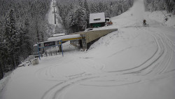 Modrá sjezdovka - dojezd k lanové dráze