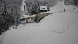 Modrá sjezdovka - dojezd k lanové dráze