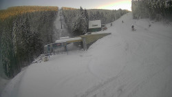 Modrá sjezdovka - dojezd k lanové dráze