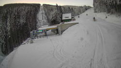 Modrá sjezdovka - dojezd k lanové dráze