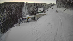 Modrá sjezdovka - dojezd k lanové dráze