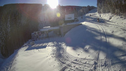 Modrá sjezdovka - dojezd k lanové dráze