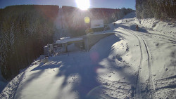 Modrá sjezdovka - dojezd k lanové dráze