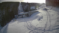 Modrá sjezdovka - dojezd k lanové dráze