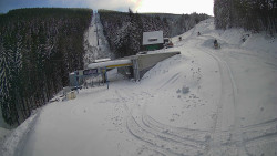 Modrá sjezdovka - dojezd k lanové dráze