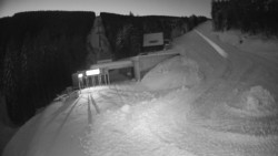 Modrá sjezdovka - dojezd k lanové dráze