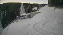 Modrá sjezdovka - dojezd k lanové dráze