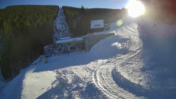 Modrá sjezdovka - dojezd k lanové dráze