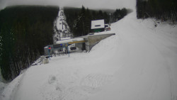 Modrá sjezdovka - dojezd k lanové dráze