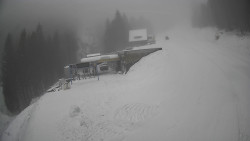 Modrá sjezdovka - dojezd k lanové dráze