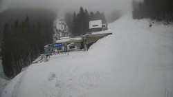 Modrá sjezdovka - dojezd k lanové dráze