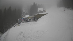 Modrá sjezdovka - dojezd k lanové dráze