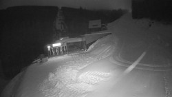 Modrá sjezdovka - dojezd k lanové dráze