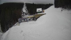 Modrá sjezdovka - dojezd k lanové dráze